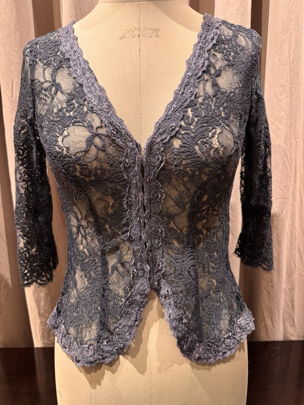 Vintage Ann Ferriday Stock Cotton Lace Hook N Eye Corset Top M